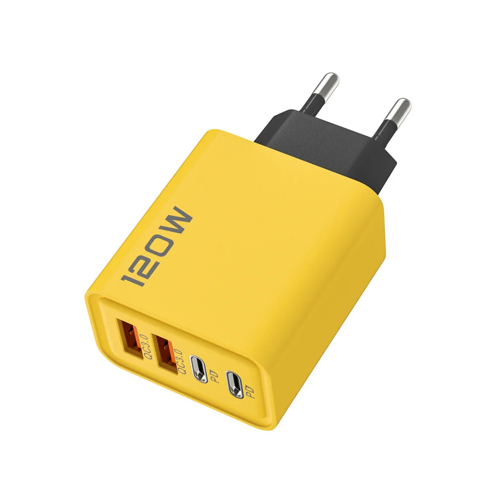 Total 120W 4 Port USB  Type C Fast  Wall Adapter for  Quick Charge Mobile Phone