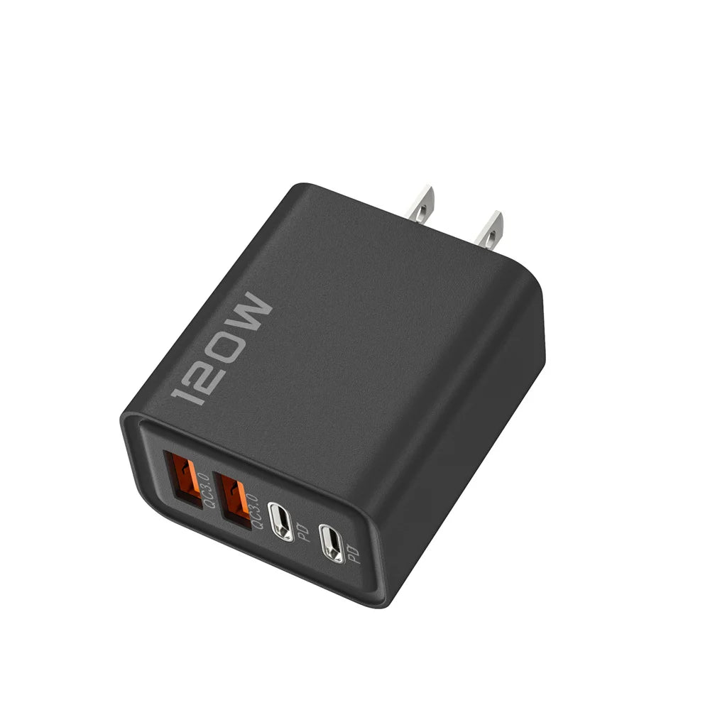 Total 120W 4 Port USB  Type C Fast  Wall Adapter for  Quick Charge Mobile Phone