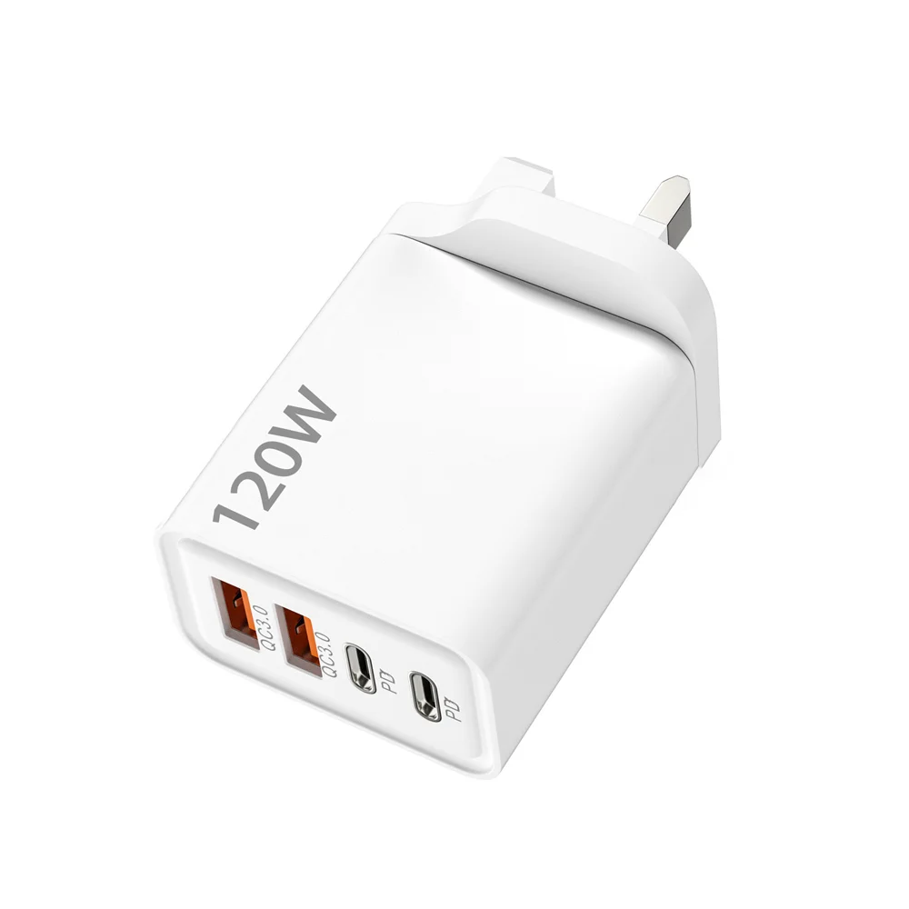 Total 120W 4 Port USB  Type C Fast  Wall Adapter for  Quick Charge Mobile Phone